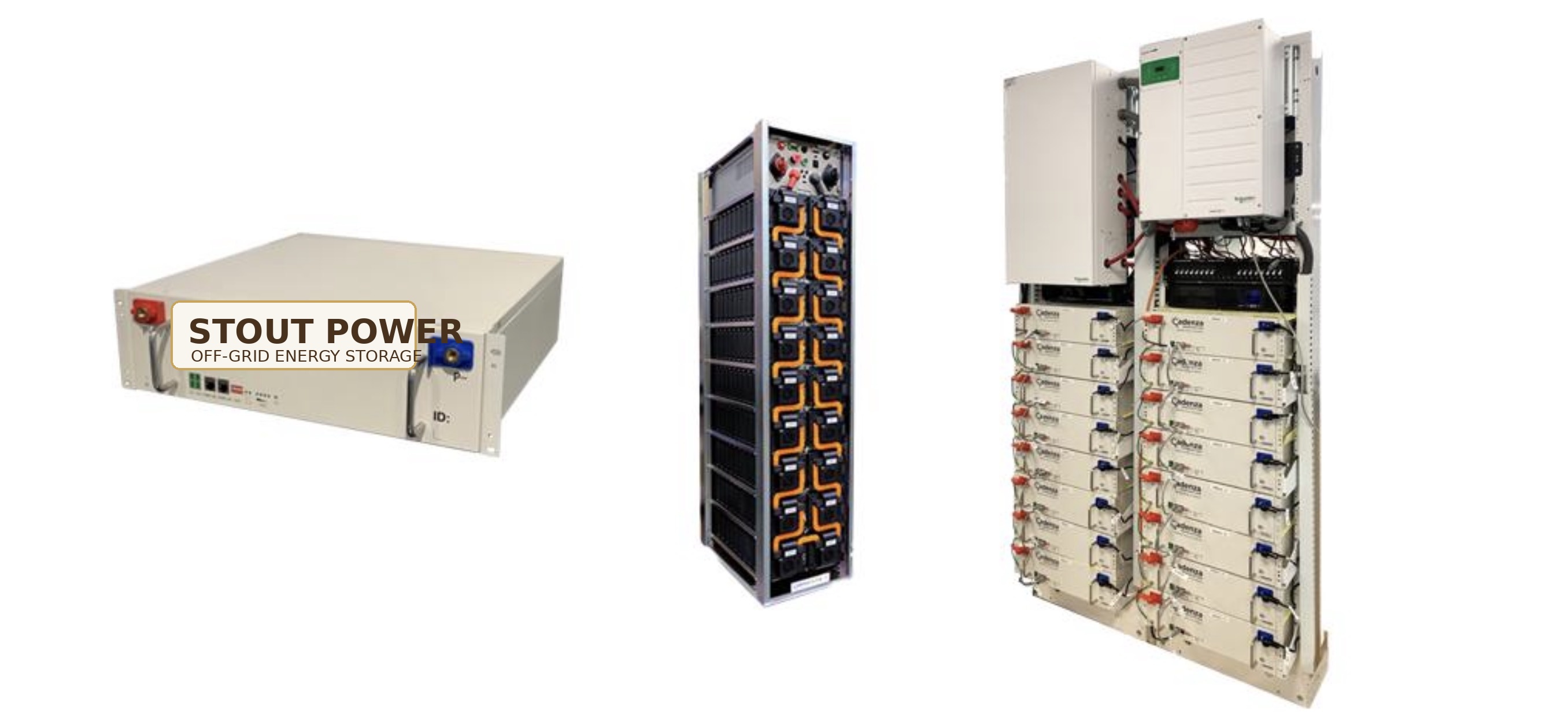 Stout Power battery backup rack and full-home battery bank system